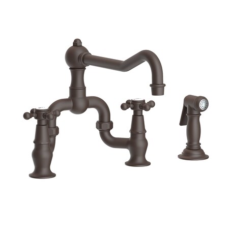 Newport Brass Kitchen Bridge Faucet With Side Spray in Oil Rubbed Bronze 9452-1-10B